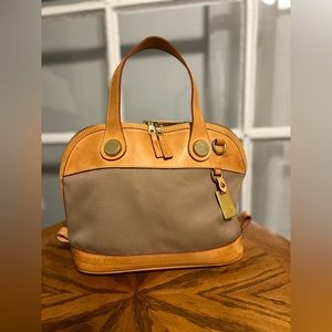 Dooney & Bourke Tan Canvas and Leather Satchel/Bag